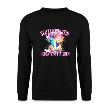 Sektaktivistin Heben statt Kleben - Unisex Pullover - Schwarz - Vorne - Alina (178cm) & Michal (187cm)