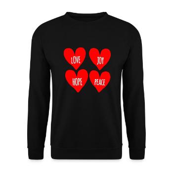 love joy hope peace hearts - Unisex Sweatshirt - black - Front - Alina (178cm) & Michal (187cm)