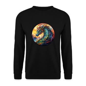Dragon élégant, animal de pouvoir pour la force et la protection - Sweat-shirt Unisexe - noir - Devant - Alina (178cm) & Michal (187cm)