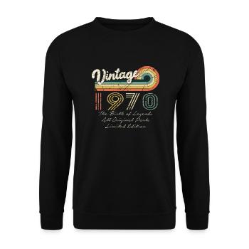 Genial seit 1970, Geburtstag 1970, Jahrgang 197 - Unisex Pullover - Schwarz - Vorne - Alina (178cm) & Michal (187cm)