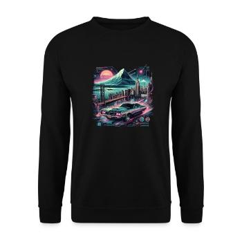 Vintage American and Sports Car - Unisex Sweatshirt - black - Front - Alina (178cm) & Michal (187cm)