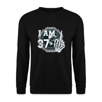 I'm 37 plus 1 middle finger Skull funny 38th - Unisex Sweatshirt - black - Front - Alina (178cm) & Michal (187cm)