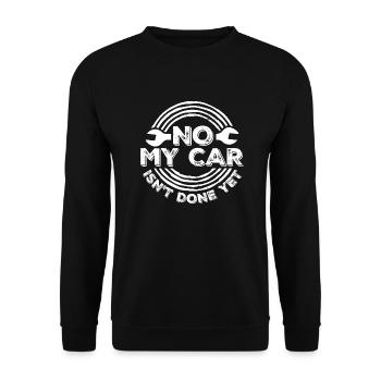 Non, ma voiture n’est pas encore finie, drôle de garagiste - Sweat-shirt Unisexe - noir - Devant - Alina (178cm) & Michal (187cm)