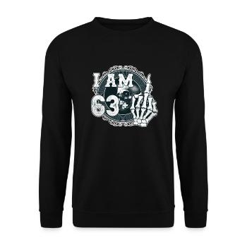 J’ai 63 ans plus 1 majeur Crâne drôle 64ème - Sweat-shirt Unisexe - noir - Devant - Alina (178cm) & Michal (187cm)