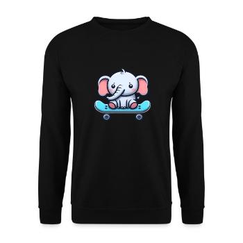 Cute baby elephant with skateboard Elephant mom - Unisex Sweatshirt - black - Front - Alina (178cm) & Michal (187cm)