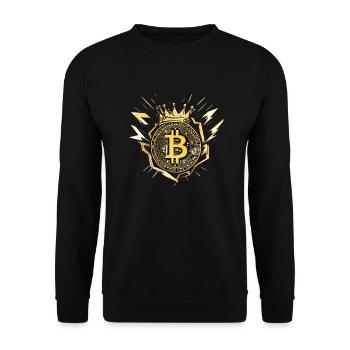 King Bitcoin with lightning bolts - Unisex Sweatshirt - black - Front - Alina (178cm) & Michal (187cm)