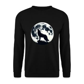 Loup hurlant au clair de lune - Sweat-shirt Unisexe - noir - Devant - Alina (178cm) & Michal (187cm)