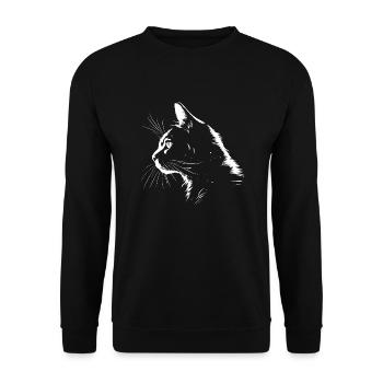 Cat, Cat Motif - Unisex Sweatshirt - black - Front - Alina (178cm) & Michal (187cm)