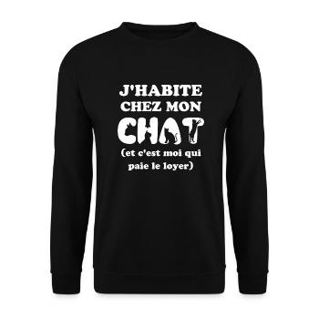 J habite chez mon chat 1 - Sweat-shirt Unisexe - noir - Devant - Alina (178cm) & Michal (187cm)