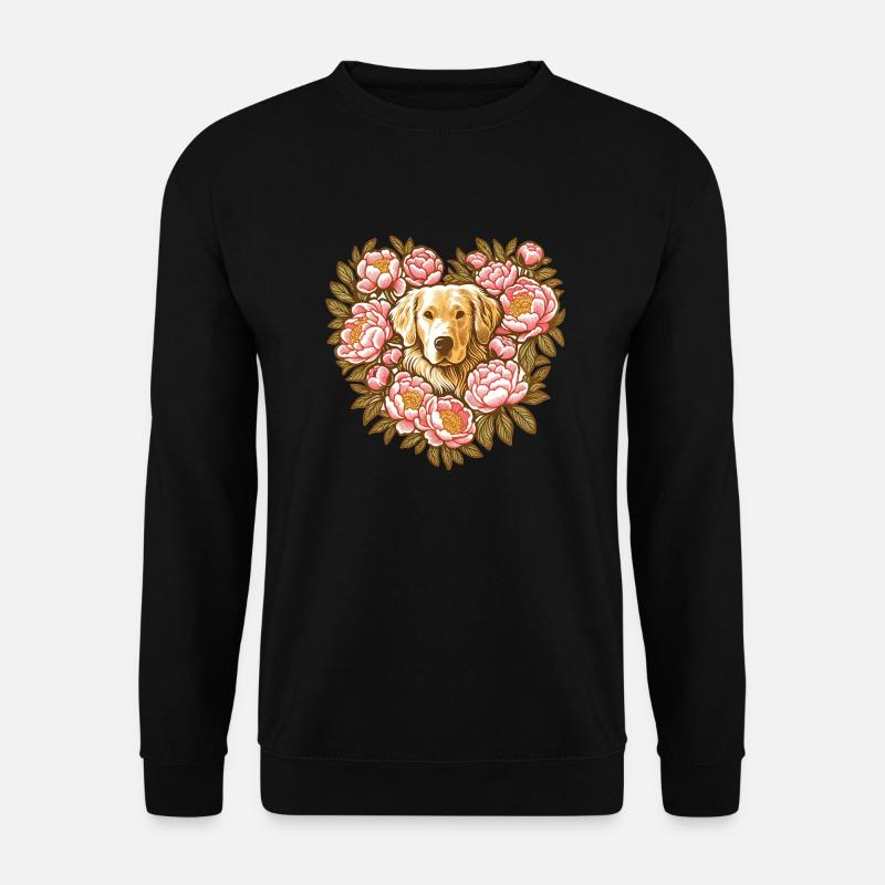 Goldie und Pfingstrosen - Unisex Pullover - Schwarz