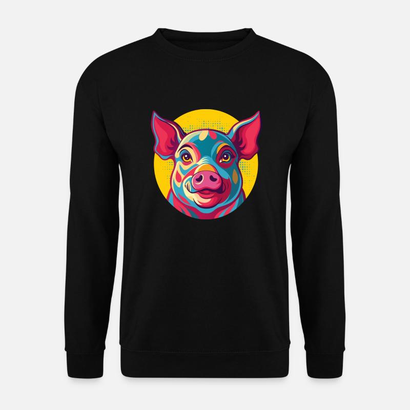 SCHWEINCHEN-POP-ART - Unisex Pullover - Schwarz