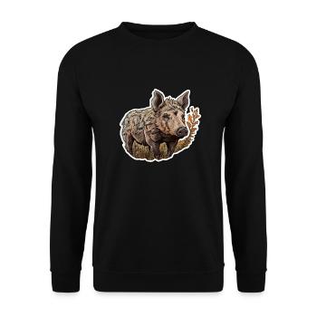 Wild boar in a field - Unisex Sweatshirt - black - Front - Alina (178cm) & Michal (187cm)