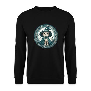 Kitty Cat Wizard - Unisex Sweatshirt - black - Front - Alina (178cm) & Michal (187cm)