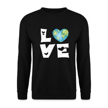 Liebe Erde Herz - Unisex Pullover - Schwarz - Vorne - Alina (178cm) & Michal (187cm)