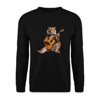 Tiger Jungle Gitarre - Unisex Pullover - Schwarz - Vorne - Alina (178cm) & Michal (187cm)