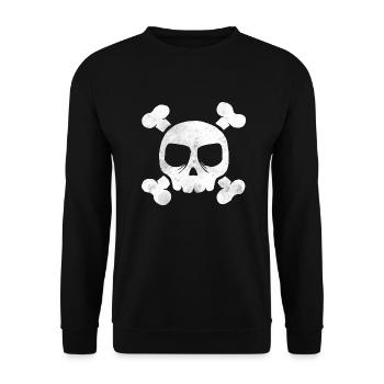 Spritzer Totenkopf Aquarell - Unisex Pullover - Schwarz - Vorne - Alina (178cm) & Michal (187cm)