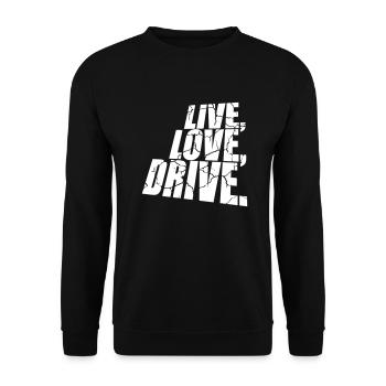 Vivre Love Drive Dire Love Car Driving Hobby - Sweat-shirt Unisexe - noir - Devant - Alina (178cm) & Michal (187cm)
