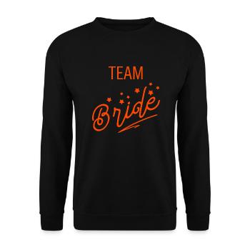 Team Braut Orange Hochzeit Bachelorette Handgeschrieben - Unisex Pullover - Schwarz - Vorne - Alina (178cm) & Michal (187cm)