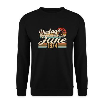 June 1974 Birthday 1974 Retro 1974 June 1974 - Unisex Sweatshirt - black - Front - Alina (178cm) & Michal (187cm)