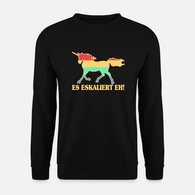 Es eskaliert eh Einhorn lustiger Spruch - Unisex Pullover - Schwarz