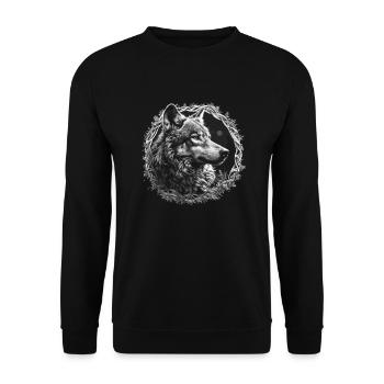 Wolf Wikinger Kelten Fenriswolf Fenris - Unisex Pullover - Schwarz - Vorne - Alina (178cm) & Michal (187cm)