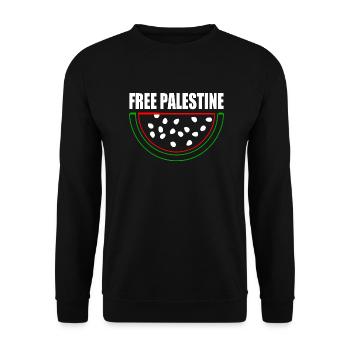 Free palestine Wassermelone Melone - Unisex Pullover - Schwarz - Vorne - Alina (178cm) & Michal (187cm)