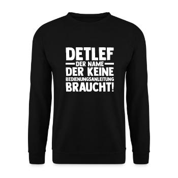 Vorname Detlef - Unisex Pullover - Schwarz - Vorne - Alina (178cm) & Michal (187cm)