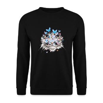 Cat Cats Cat Face Nature Butterflies - Unisex Sweatshirt - black - Front - Alina (178cm) & Michal (187cm)