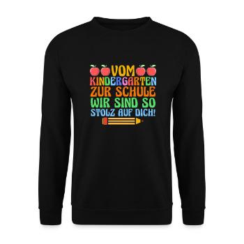 Eltern Schulkind Grundschule Erste Klasse Einschul - Unisex Pullover - Schwarz - Vorne - Alina (178cm) & Michal (187cm)