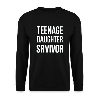 Überlebende der Tochter im Teenageralter Lustige - Unisex Pullover - Schwarz - Vorne - Alina (178cm) & Michal (187cm)