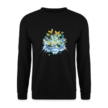 Chat Chat Visage Chats Chaton Fleurs Insecte - Sweat-shirt Unisexe - noir - Devant - Alina (178cm) & Michal (187cm)