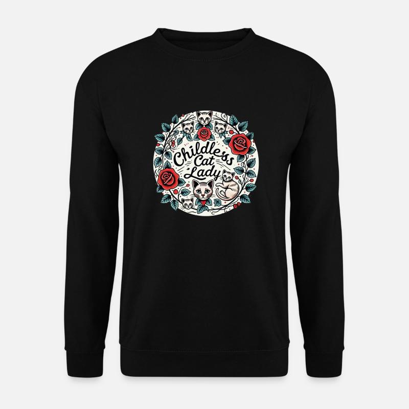 Kinderlose Katzendame - Unisex Pullover - Schwarz