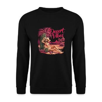 Sonnenuntergang Desert Vibes Urlaub Abenteuer - Unisex Pullover - Schwarz - Vorne - Alina (178cm) & Michal (187cm)