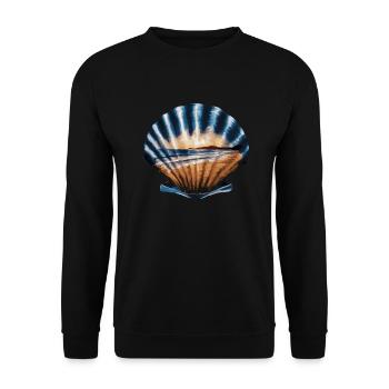 Muschel Strand Szene Serene Ozean Landschaft - Unisex Pullover - Schwarz - Vorne - Alina (178cm) & Michal (187cm)