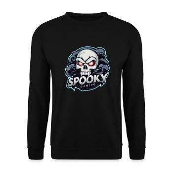 Spooky Gaming - Skelett Schädel Videospiel - Unisex Pullover - Schwarz - Vorne - Alina (178cm) & Michal (187cm)