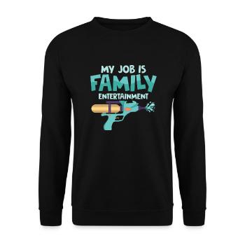 My Job Is Family Entertainment Water Fun Summer Sq - Unisex Pullover - Schwarz - Vorne - Alina (178cm) & Michal (187cm)