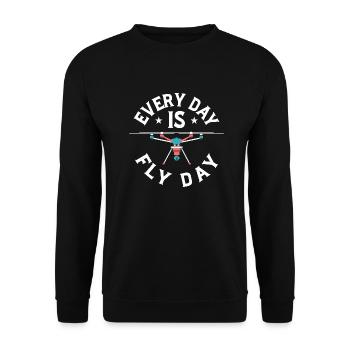 Every Day Is Fly Day RC Flight Drone Pilot - Unisex Pullover - Schwarz - Vorne - Alina (178cm) & Michal (187cm)
