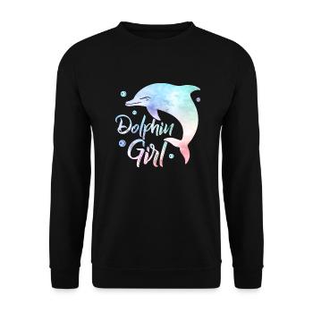 Dolphin Girl Beach Vacation Marine Biology - Unisex Pullover - Schwarz - Vorne - Alina (178cm) & Michal (187cm)