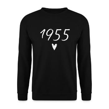 1955 coeur anniversaire - Sweat-shirt Unisexe - noir - Devant - Alina (178cm) & Michal (187cm)