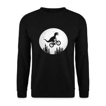 Dino Bicycle Moon T-Rex Dinosaur - Unisex Sweatshirt - black - Front - Alina (178cm) & Michal (187cm)