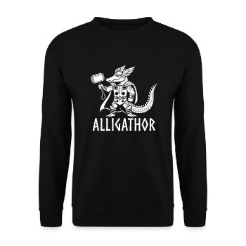 Alligathor Alligator Crocodile Vikings Viking jeu de mots - Sweat-shirt Unisexe - noir - Devant - Alina (178cm) & Michal (187cm)