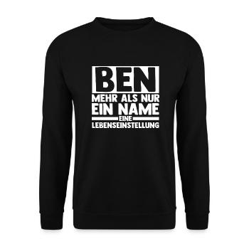 Vorname Ben - Unisex Pullover - Schwarz - Vorne - Alina (178cm) & Michal (187cm)