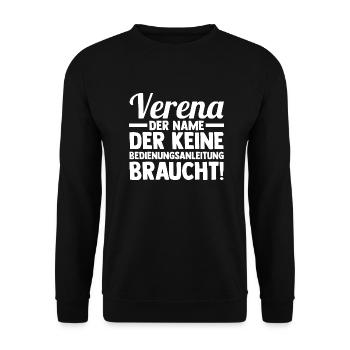 Vorname Verena - Unisex Pullover - Schwarz - Vorne - Alina (178cm) & Michal (187cm)
