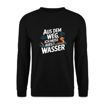 Aus dem Weg, ich muss aufs Wasser - Unisex Pullover - Schwarz - Vorne - Alina (178cm) & Michal (187cm)