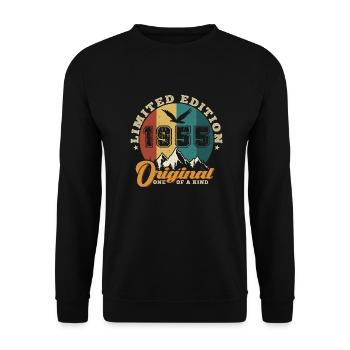 Original 1955 Vintage - Cadeau D’anniversaire 1955 - Sweat-shirt Unisexe - noir - Devant - Alina (178cm) & Michal (187cm)