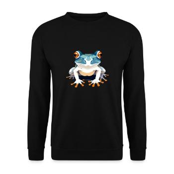 Frosch-Vektor-Kunst mit lebendigen Farben Illustration - Unisex Pullover - Schwarz - Vorne - Alina (178cm) & Michal (187cm)