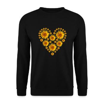 Sunflowers - Heart - Unisex Sweatshirt - black - Front - Alina (178cm) & Michal (187cm)