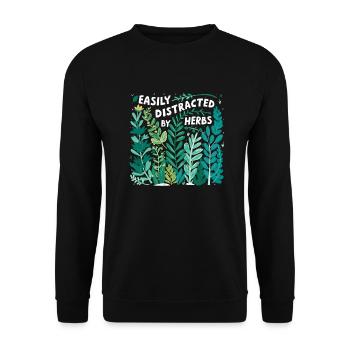 Kräuter-Liebhaber: Leicht abgelenkt - Unisex Pullover - Schwarz - Vorne - Alina (178cm) & Michal (187cm)