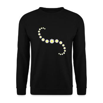 Viele Margeriten Blumen Buntes Dekorativ Muster - Unisex Pullover - Schwarz - Vorne - Alina (178cm) & Michal (187cm)