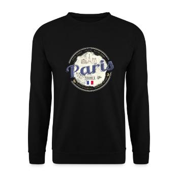 Paris France Tour Eiffel Vintage Souvenir - Sweat-shirt Unisexe - noir - Devant - Alina (178cm) & Michal (187cm)